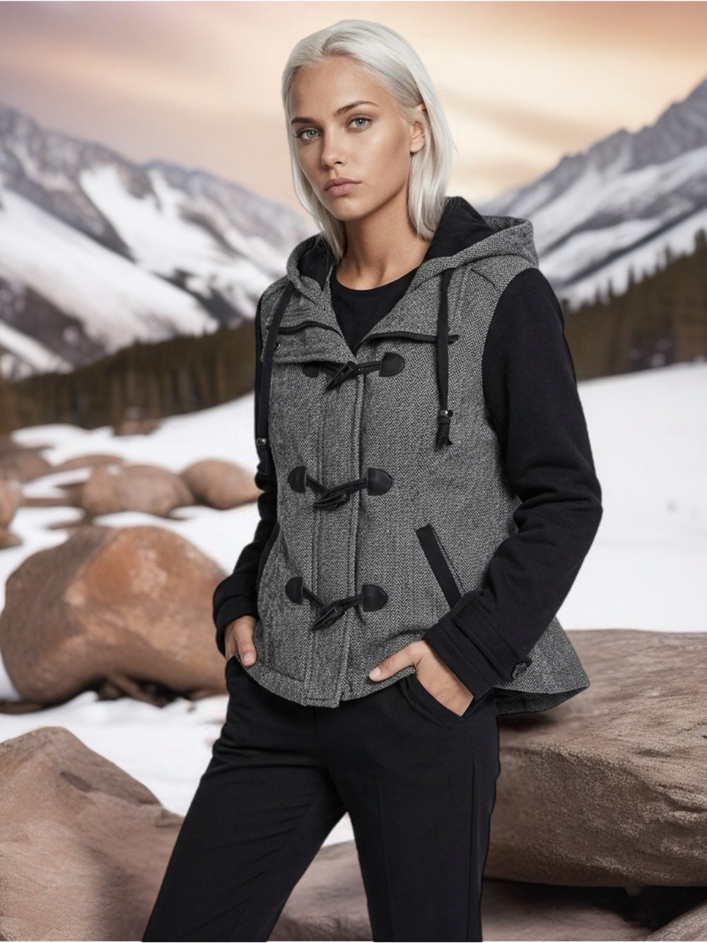 Women's Soft Shell Hooded Coat by Sebby Size Large